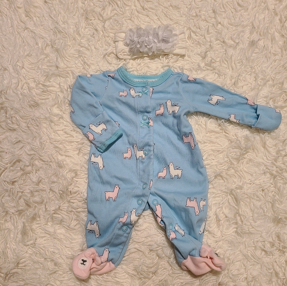 Llama print Pajama w/ white headband